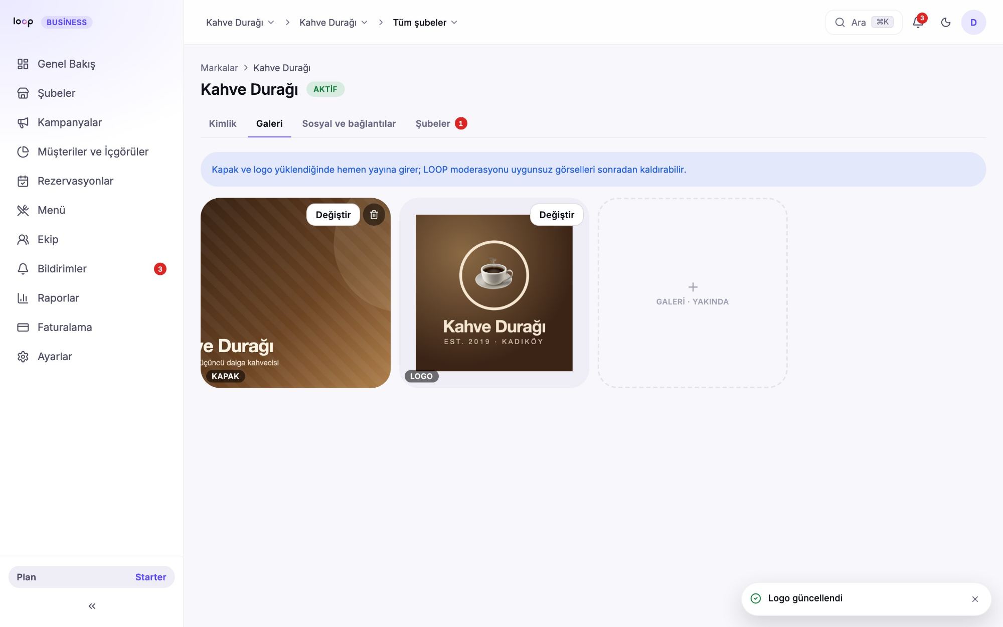 Kapak ve logo yüklendi