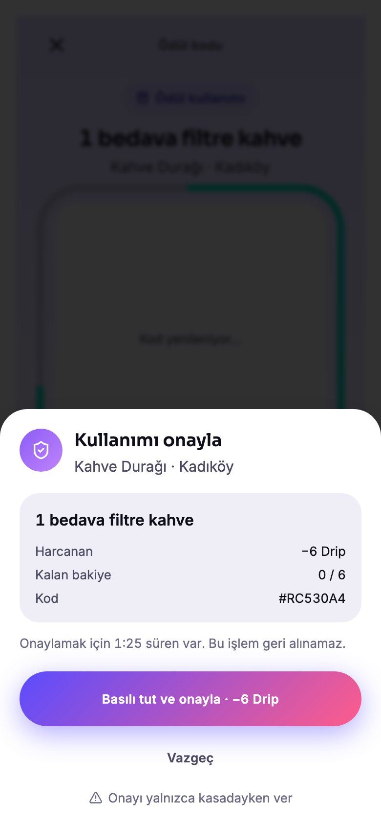 Müşterinin onay kartı